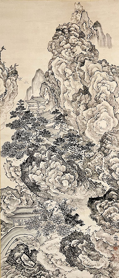 池大雅 紙本水墨画 人物画 額装仕立て 落款印譜在 - メルカリ